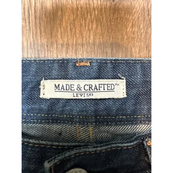 Levis Made & Crafted Mens Ruler Straight Jeans W29 Bovine Leather Patch Button F
